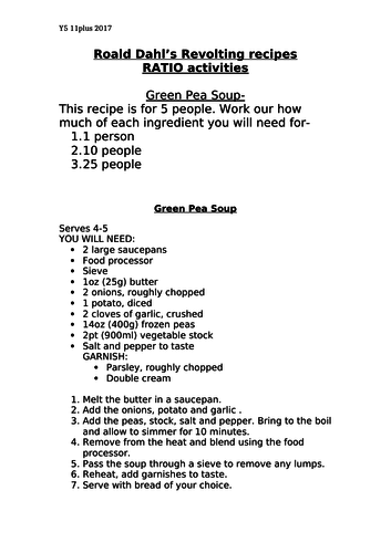 Roald Dahl's Revolting Recipes - Ratio and Proportion