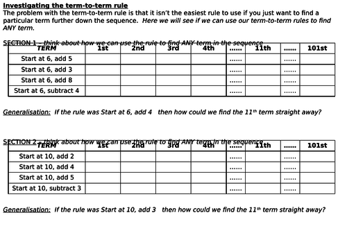 Term-to-term rule investigation - finding a general rule