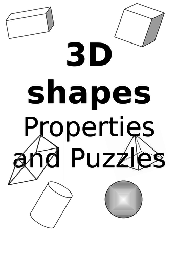 Properties of 3D shapes puzzles booklet