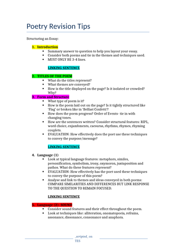 Conflict poetry Revision Booklet AQA