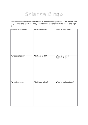 AQA Biology bell task