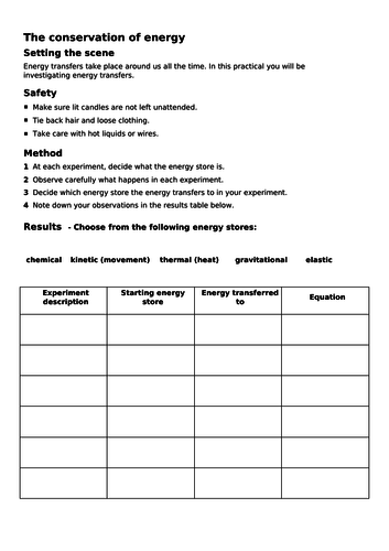 Energy Stores and transfers lesson - KS3 Activate