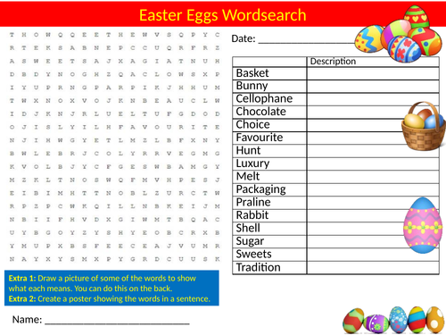Easter Eggs Wordsearch Sheet Starter Activity Keywords Religious Studies RE Education