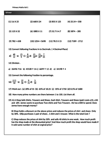 Maths Silver Questions