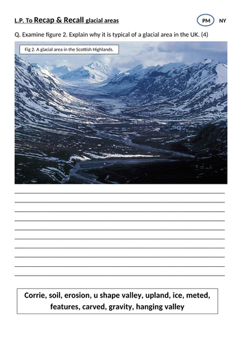 glacial area task picture analysis characteristics compared to lowland areas UK