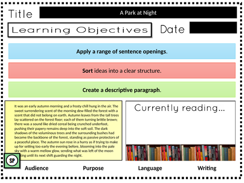 Revision: GCSE Descriptive Writing 'A Park at Night'