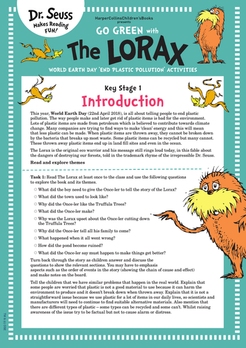 World Earth Day | The Lorax | Dr. Seuss | Teaching Resources