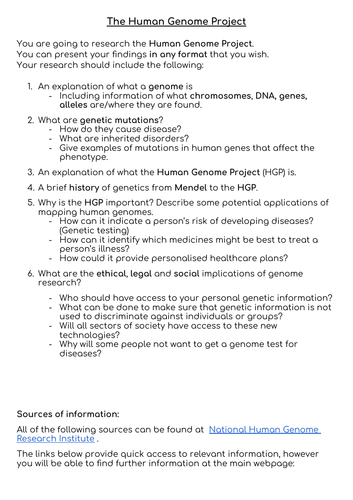 Human Genome Project - Research Activity | Teaching Resources
