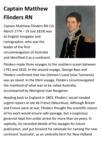 Captain Matthew Flinders RN Handout