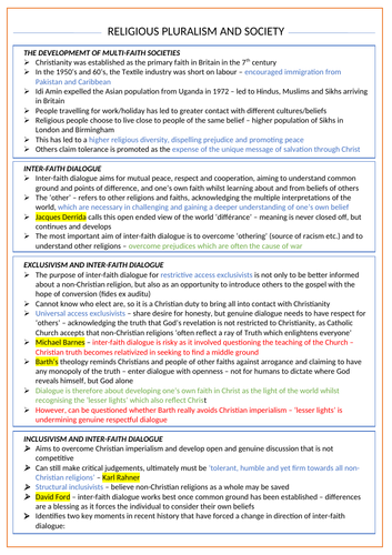 Religious Pluralism and Society - OCR Religious Studies A Level