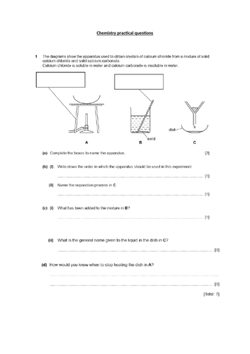 OCR Gateway chemistry  Experimental questions