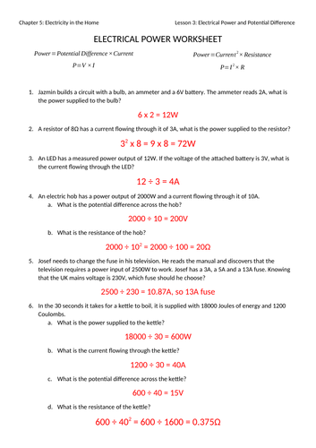 Answer Key Work Power And Energy Worksheet Answers