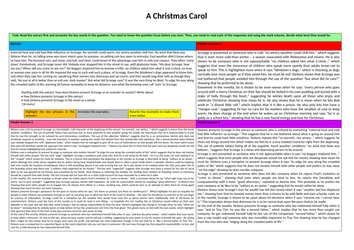 A Christmas Carol X3 Model Answers