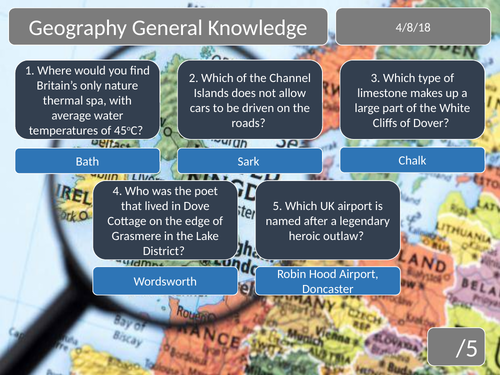 Geography General Knowledge 5 Question Quiz