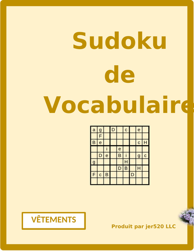 V tements Clothing In French Sudoku Teaching Resources