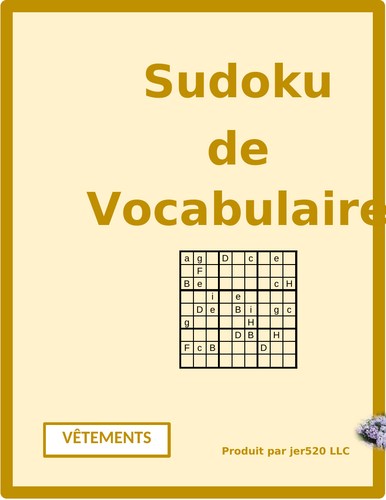 Vêtements (Clothing in French) Sudoku