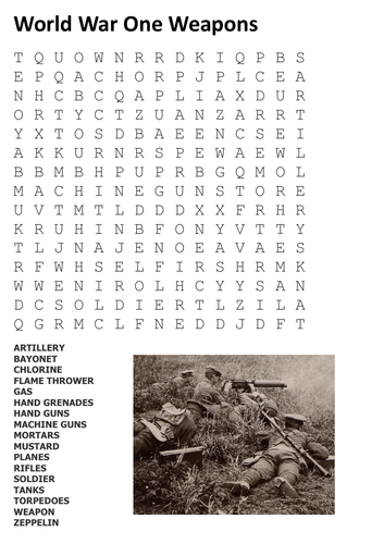 world war one word search