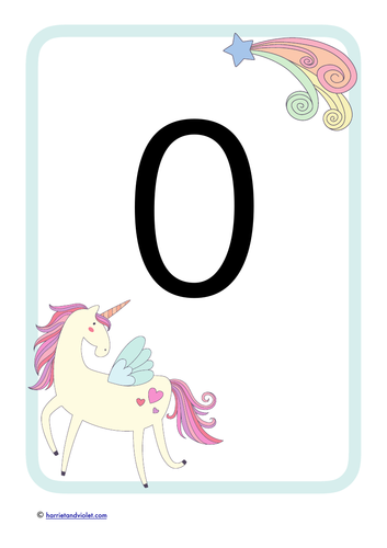 Unicorn number posters 0-20 A4 size