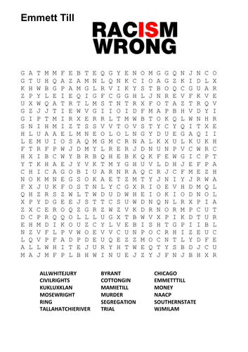 Emmett Till Word Search