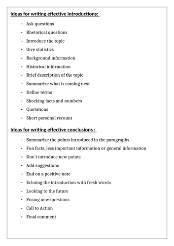 Effective introductions and conclusions
