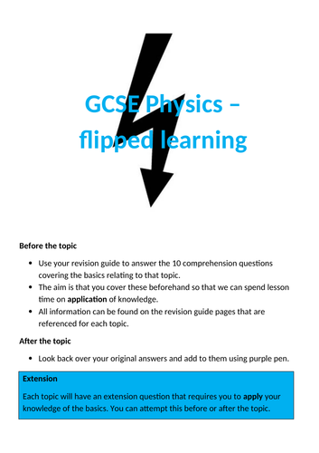 GCSE Physics flipped learning/revision booklet