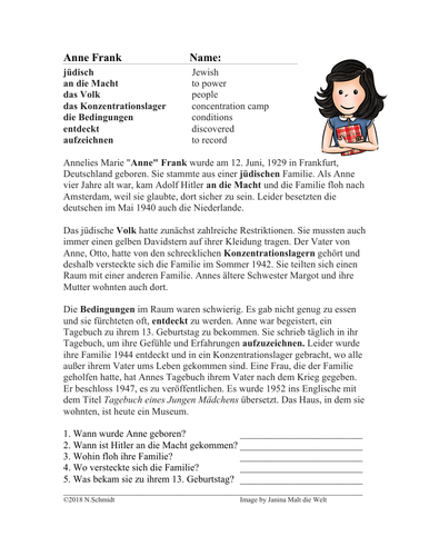 Anne Frank Biography - German Reading on the Life of Anne Frank