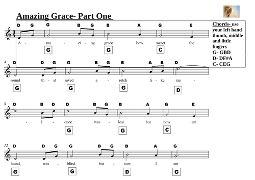 Amazing Grace for Solo Piano or Piano Duet