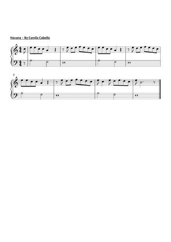 Havana - keyboard sheet