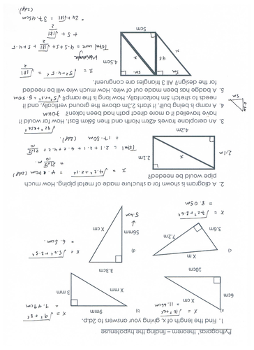 Pythagoras' Theorem Worksheets | Teaching Resources