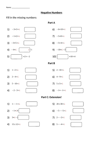 Add and Subtract Negative Numbers