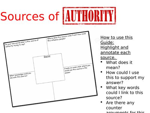 eduqas route B source of authority booklet