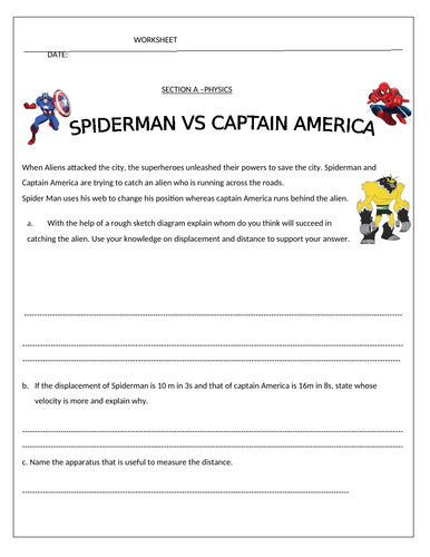 Motion Worksheet | Teaching Resources