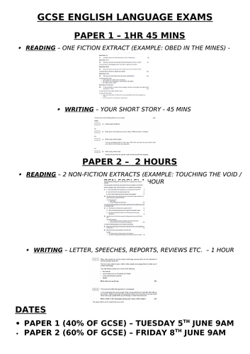 Information sheet for students - EDUQAS GCSE English Language
