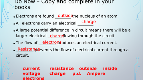 Resistance in circuits