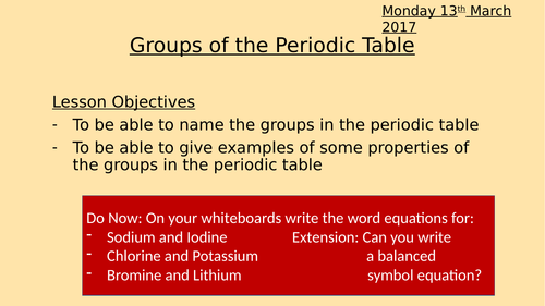 Groups of the periodic Table
