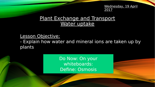 Water uptake in plants