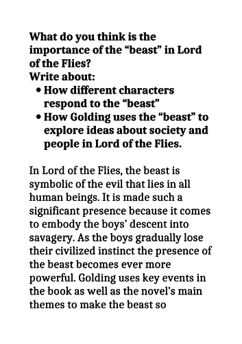 lord of the flies grade 9 essays