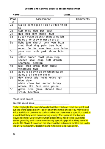 Phonics Assessment Pack