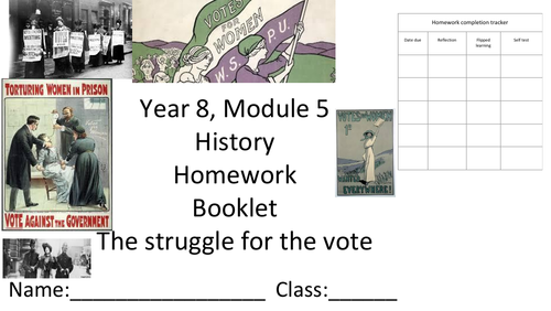 VOTES FOR WOMEN Homework tasks for the complete unit