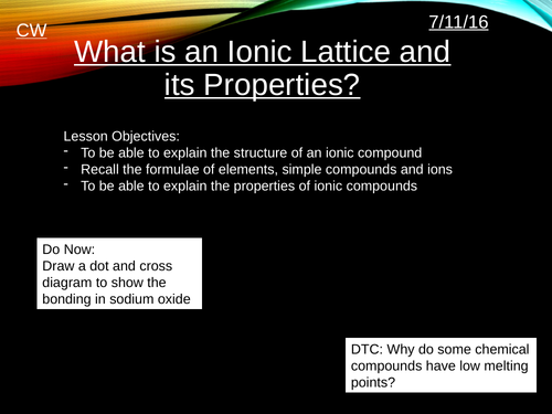 Properties Of Ionic Compounds Lesson Tes