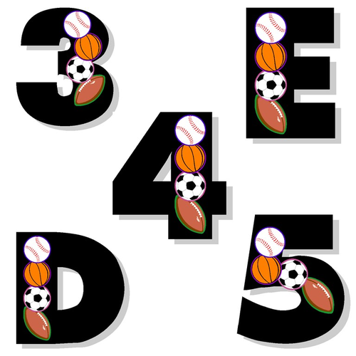 Alphabet and Numbers Clip Art - Sports Alphabet and Numbers Clip Art