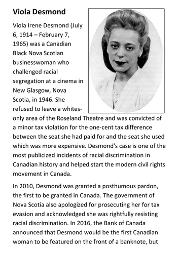 Viola Desmond Handout