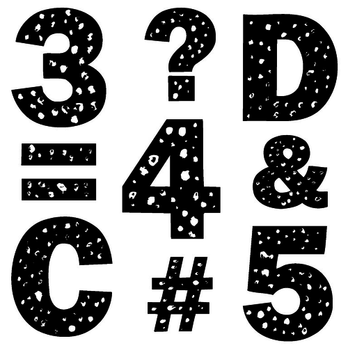 Alphabet and Numbers Clip Art - Speckled Alphabet and Numbers Clip Art