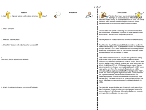 A level OCR religious studies Gender and Society revision activities