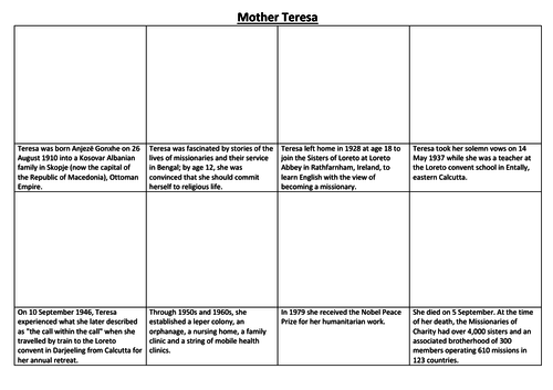 Mother Teresa Comic Strip and Storyboard