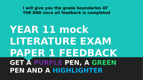 Feedback lesson from mock literature exam - AQA