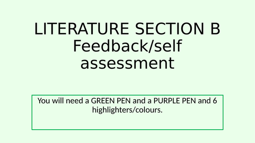 Literature paper 2 mock feedback lesson - self assessment