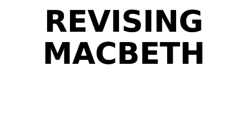 MACBETH revision lessons