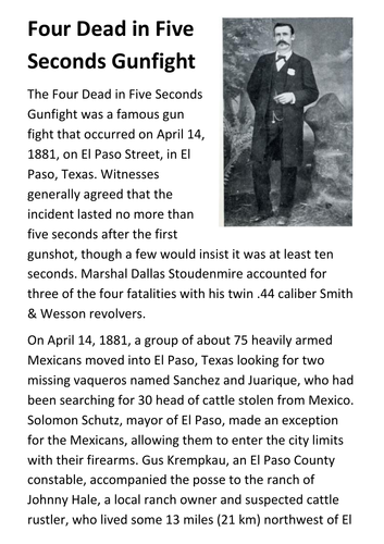 Four Dead in Five Seconds Gunfight Handout Teaching Resources