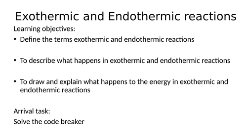 Exothermic and Endothermic reactions